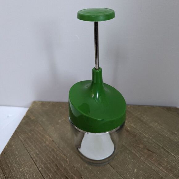 Vintage Gemco Green Nut Chopper Glass Jar Grinder Retro Kitchen Tool - Picture 2 of 7